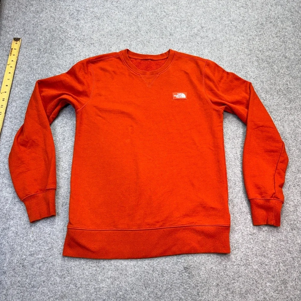The North Face Men's Med Crewneck Sweatshirt Orange Fleece Cotton‎ Blend Logo